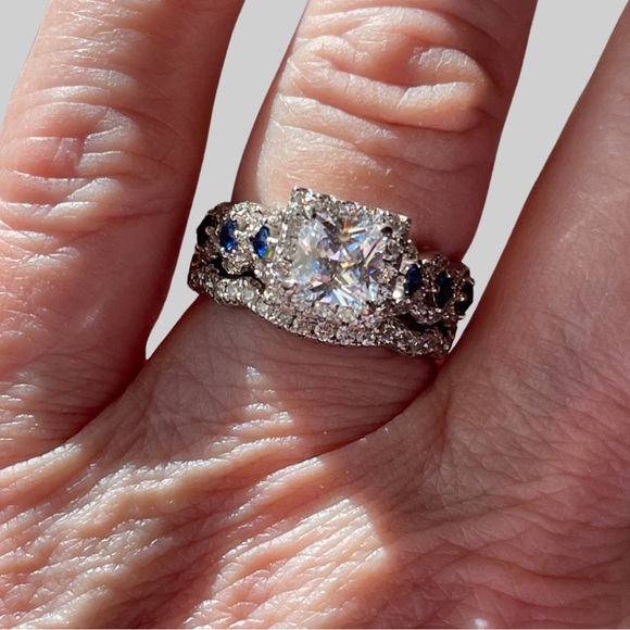 Princess Cut Wedding Set in Sterling Silver. 2ct with heavy pave on 3 pieces! - Picture 14 of 15